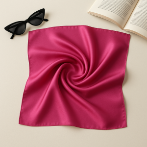 Eșarfă damă fucsia din satin de mătase, pătrată 65x65 cm – energie, eleganță și atitudine